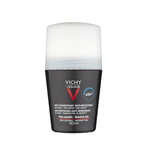 Vichy Homme Deodorant Roll On Sensitive Skin 50ml - www.elegantgents.com