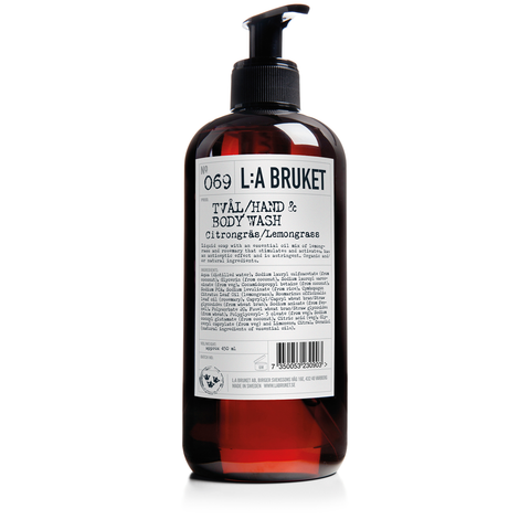 L:A Bruket Hand & Body Wash Lemongrass 450ml - www.elegantgents.com