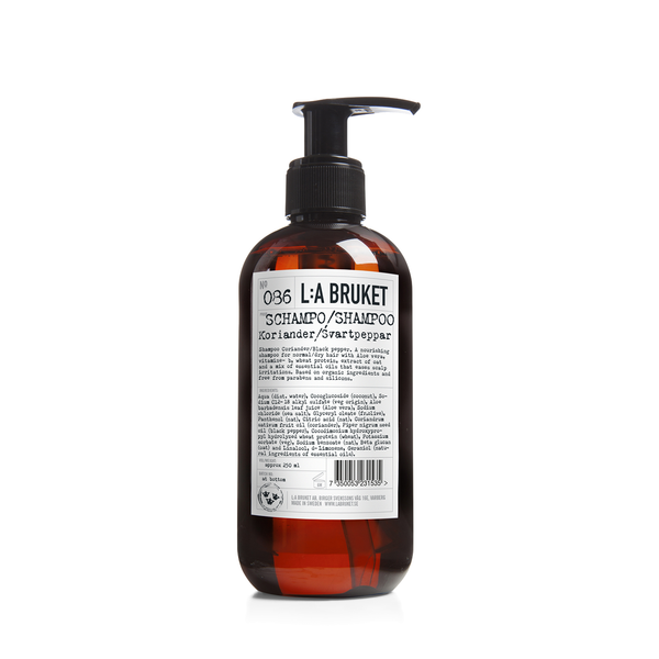 L:A Bruket Shampoo Coriander & Black Pepper 250ml - www.elegantgents.com